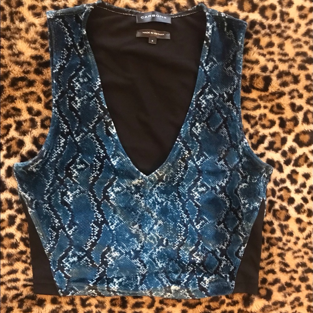 Velvet snake print crop top
